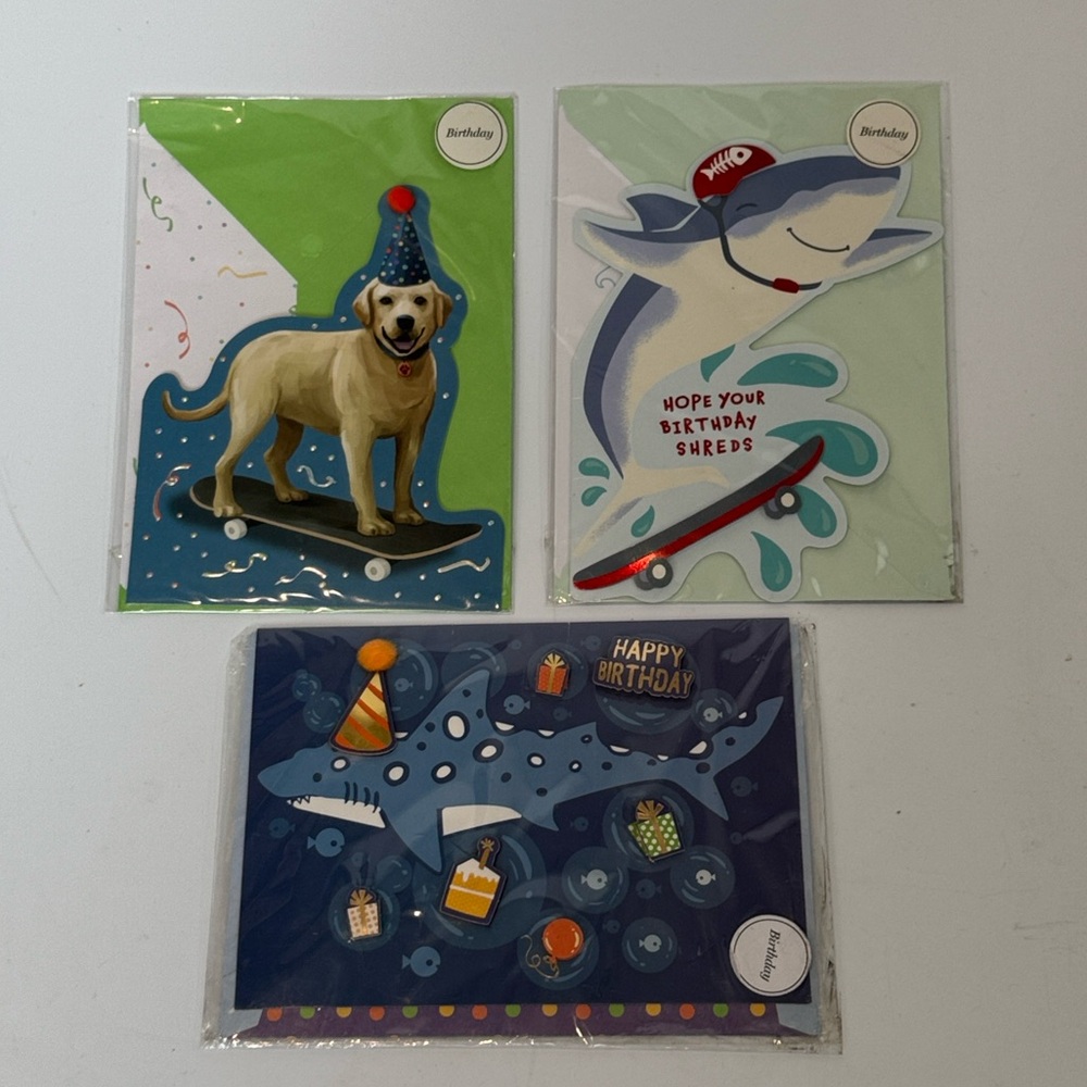Lot of 3 Novogratz Fun Kids Birthday Greeting Cards with Animals